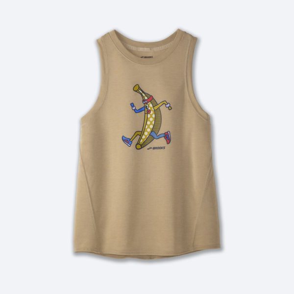 Women's Brooks Distance Graphic Tanks Purple Grey | AU-315097