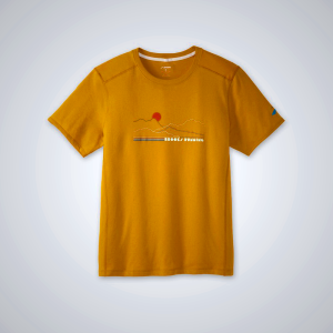 Men's Brooks Distance Graphic Short Sleeve T-Shirts Black | AU-203716